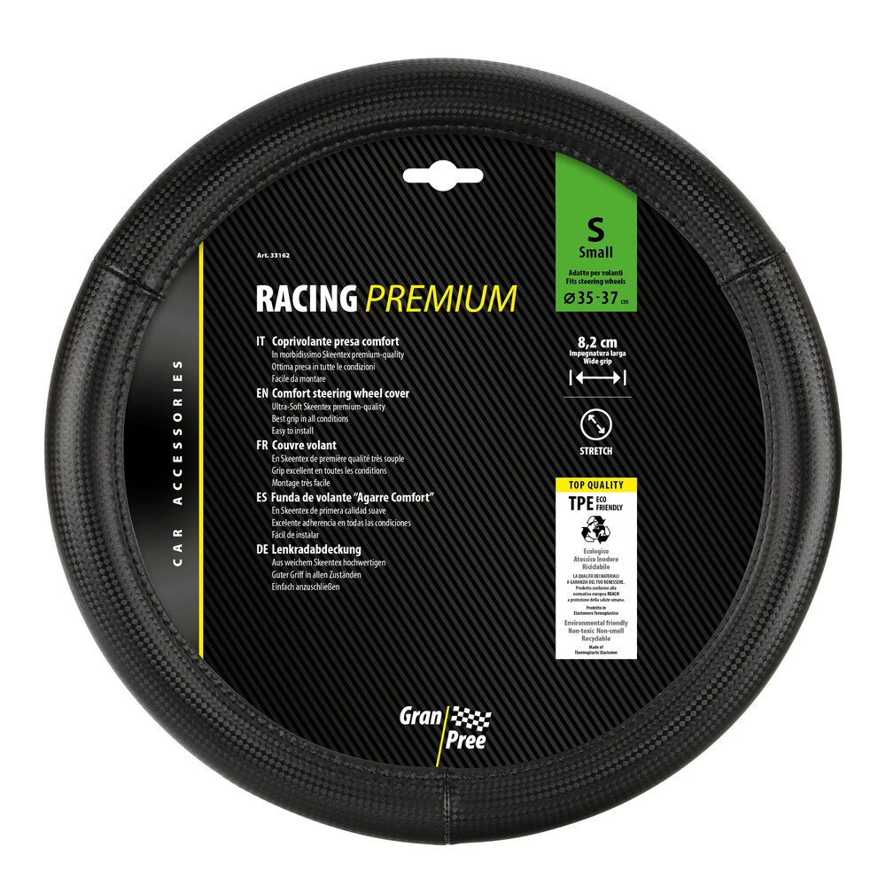 LAMPA Κάλυμμα Τιμονιού Αυτοκινήτου Racing Premium 35-37εκ. Άοσμο Ανάγλυφο Από Ultra Soft Skeentex Μαύρο  1-τεμ. (L3316.2) - Thumbnail 4