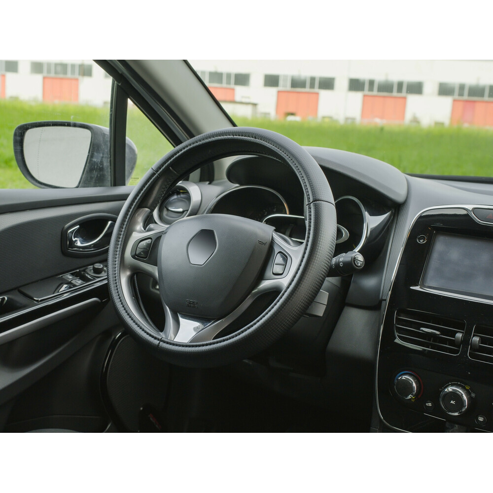 Καλυμμα Τιμονιου Racing Premium Black (μ) 37/39CM Συνθετικο Δερμα Skeentex Μαυρο/carbon Look LAMPA  - 1 Τεμ. - Thumbnail 3