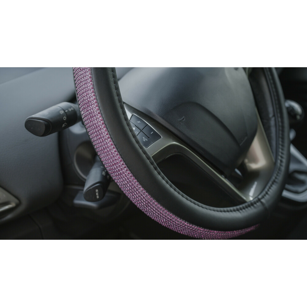 Καλυμμα Τιμονιου Diamonds Pink (μ) 37/39CM Συνθετικο Δερμα Skeentex Μαυρο/poz LAMPA  - 1 Τεμ. - Thumbnail 3