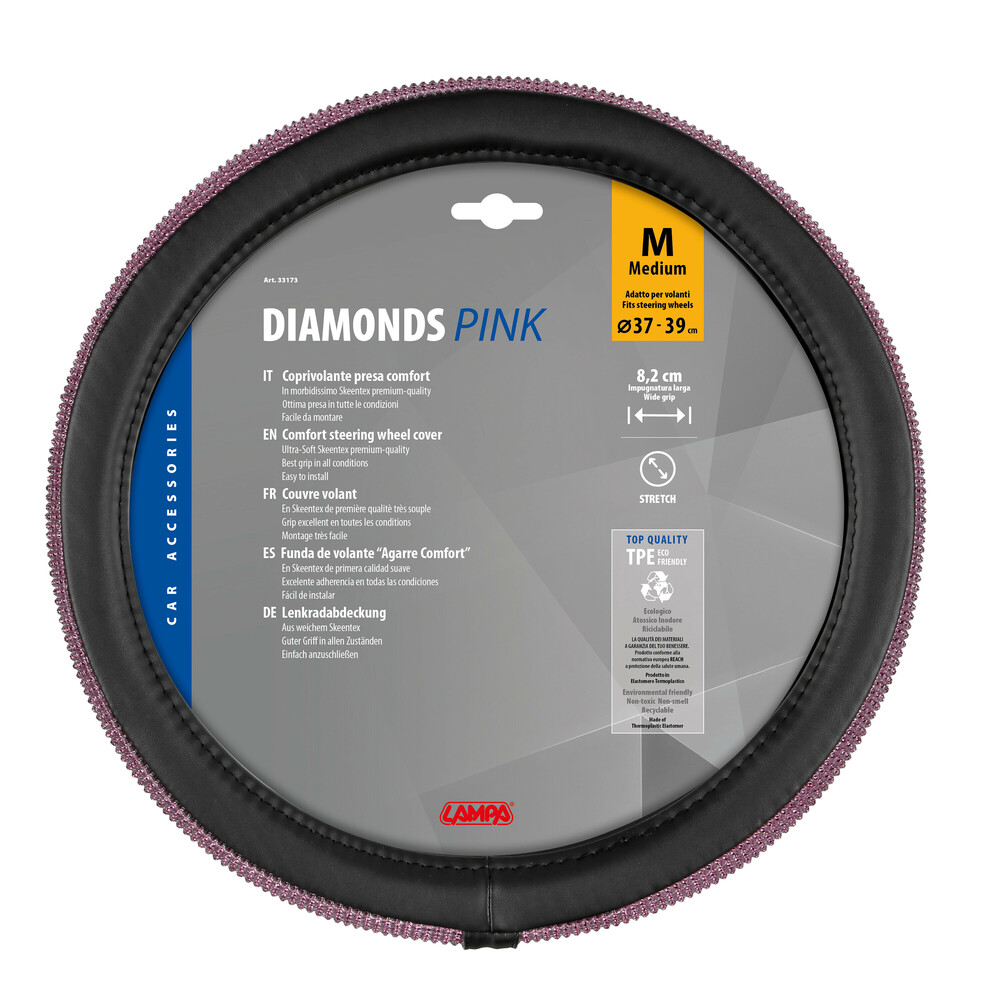 Καλυμμα Τιμονιου Diamonds Pink (μ) 37/39CM Συνθετικο Δερμα Skeentex Μαυρο/poz LAMPA  - 1 Τεμ. - Thumbnail 5