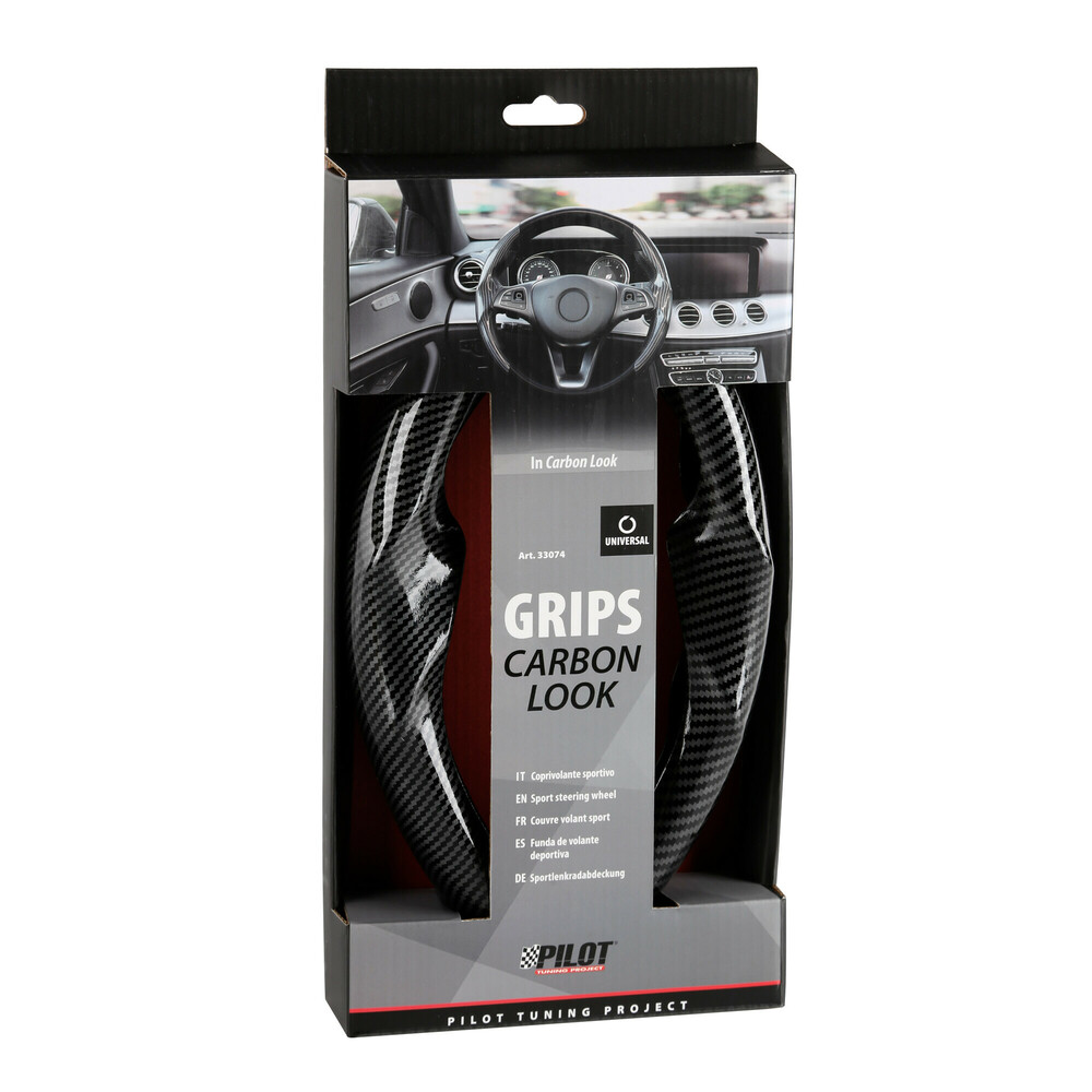LAMPA Ημι Κάλυμμα Λαβές Τιμονιού Αυτοκινήτου Sport Carbon Look Άοσμο Pvc, Universal - 2 Τεμ. (L3307.4) - Thumbnail 3