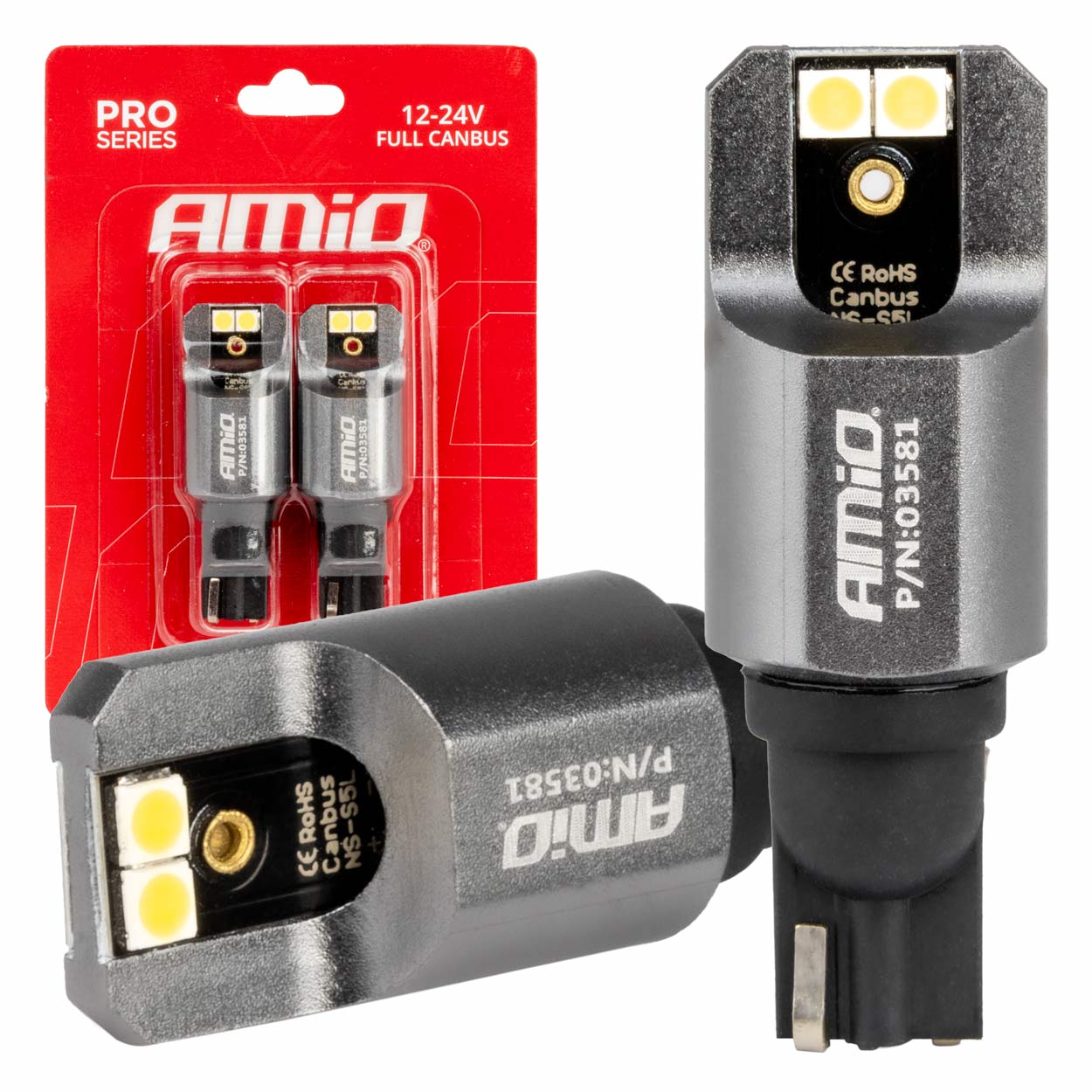 Amio - ΛΑΜΠΕΣ T15 W16W 12/24V 6.000K 4xSMD LED FULL CAN-BUS ΛΕΥΚΟ 3030 PRO SERIES - 2 ΤΕΜ. (03581/AM)