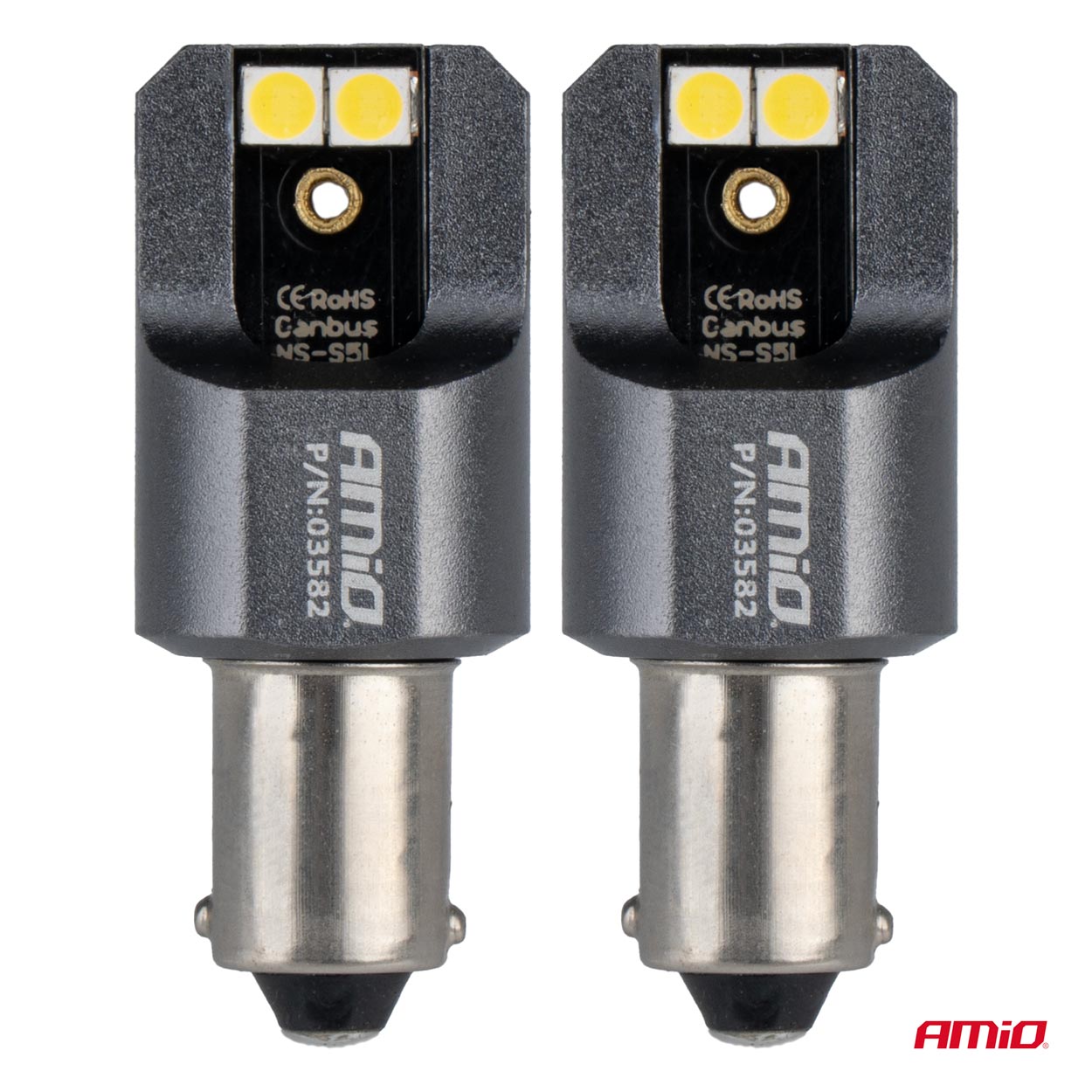 AMIO - Λαμπες T4W BA9S 12/24V 6.000K 4XSMD LED Full Can-bus Λευκο 3030 Pro Series - 2 Τεμ. (03582/AM) - Thumbnail 2