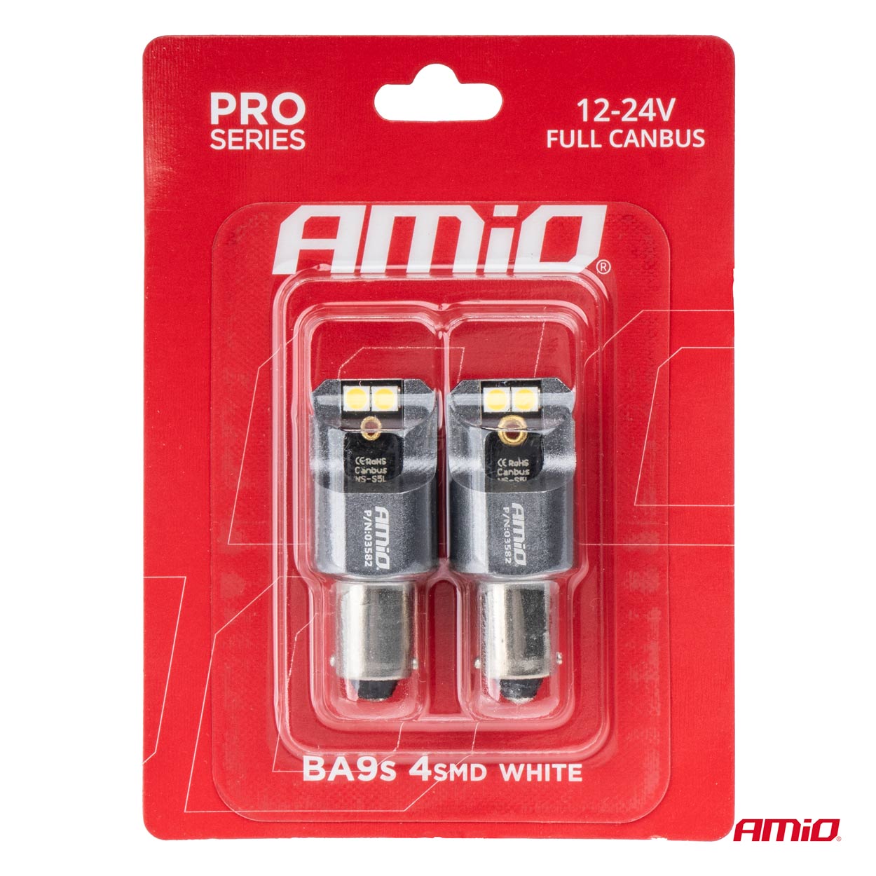 AMIO - Λαμπες T4W BA9S 12/24V 6.000K 4XSMD LED Full Can-bus Λευκο 3030 Pro Series - 2 Τεμ. (03582/AM) - Thumbnail 4