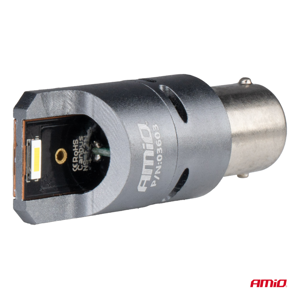 AMIO - Λαμπες P21W BA15S 12/24V 6.000K 2XSMD LED Full Can-bus (με Ανεμιστηρακι) Λευκο Pro Series - 2 Τεμ. (03603/AM) - Thumbnail 3