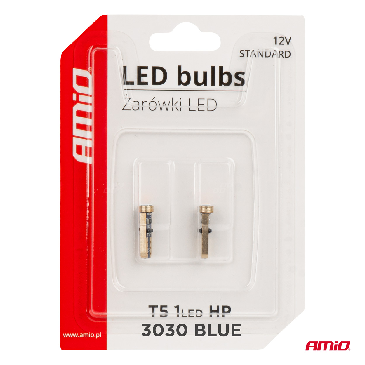AMIO - Λαμπακια T5 W1W 12V 1SMD LED Μπλε - 2 Τεμ. (03728/AM) - Thumbnail 5