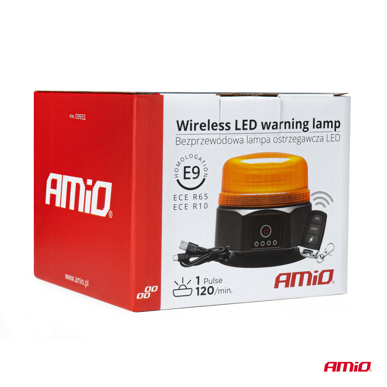 AMIO - Φαρος 12/24V Πορτοκαλι 36 LED Μαγνητικος Επαναφορτιζομενος Ασυρματος Με Remote Control 123X110MM - 1 Τεμ. (03932/AM) - Thumbnail 7