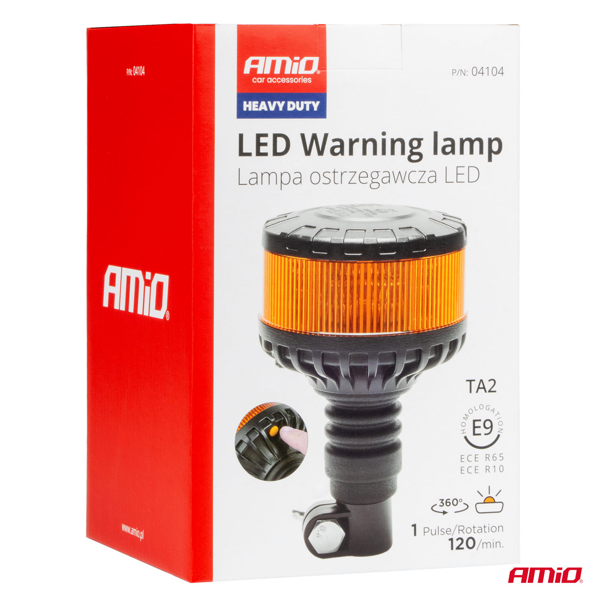 AMIO - Φαρος Heavy Duty W28P 12/24V 16LED Ελαστικος Βιδωτος Πορτοκαλι Υ169MM Φ110MM - 1 Τεμ. (04104/AM) - Thumbnail 8