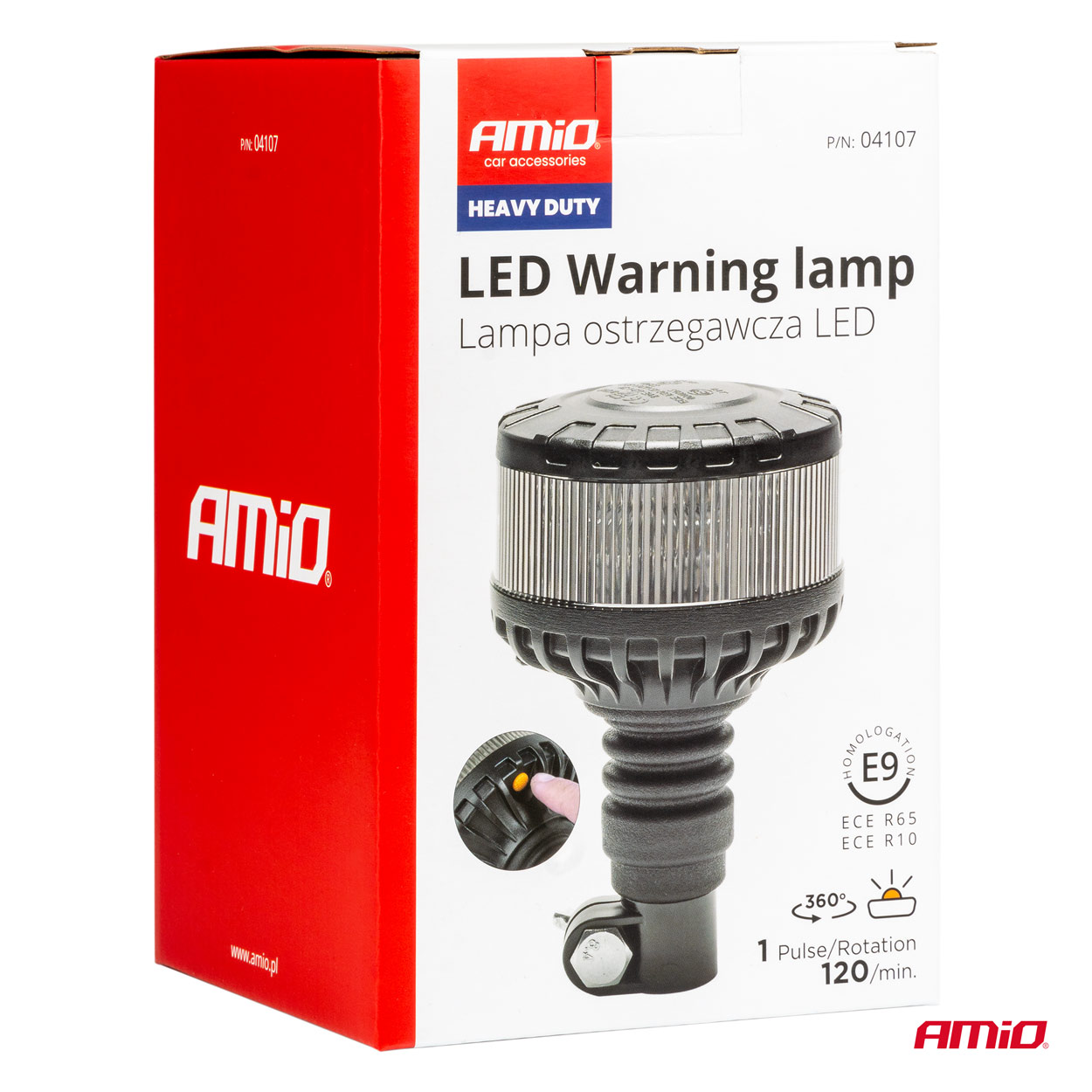 AMIO - Φαρος Φιμε Heavy Duty W28P 12/24V 16LED Ελαστικος Βιδωτος Πορτοκαλι Υ169MM Φ110MM - 1 Τεμ. (04107/AM) - Thumbnail 8