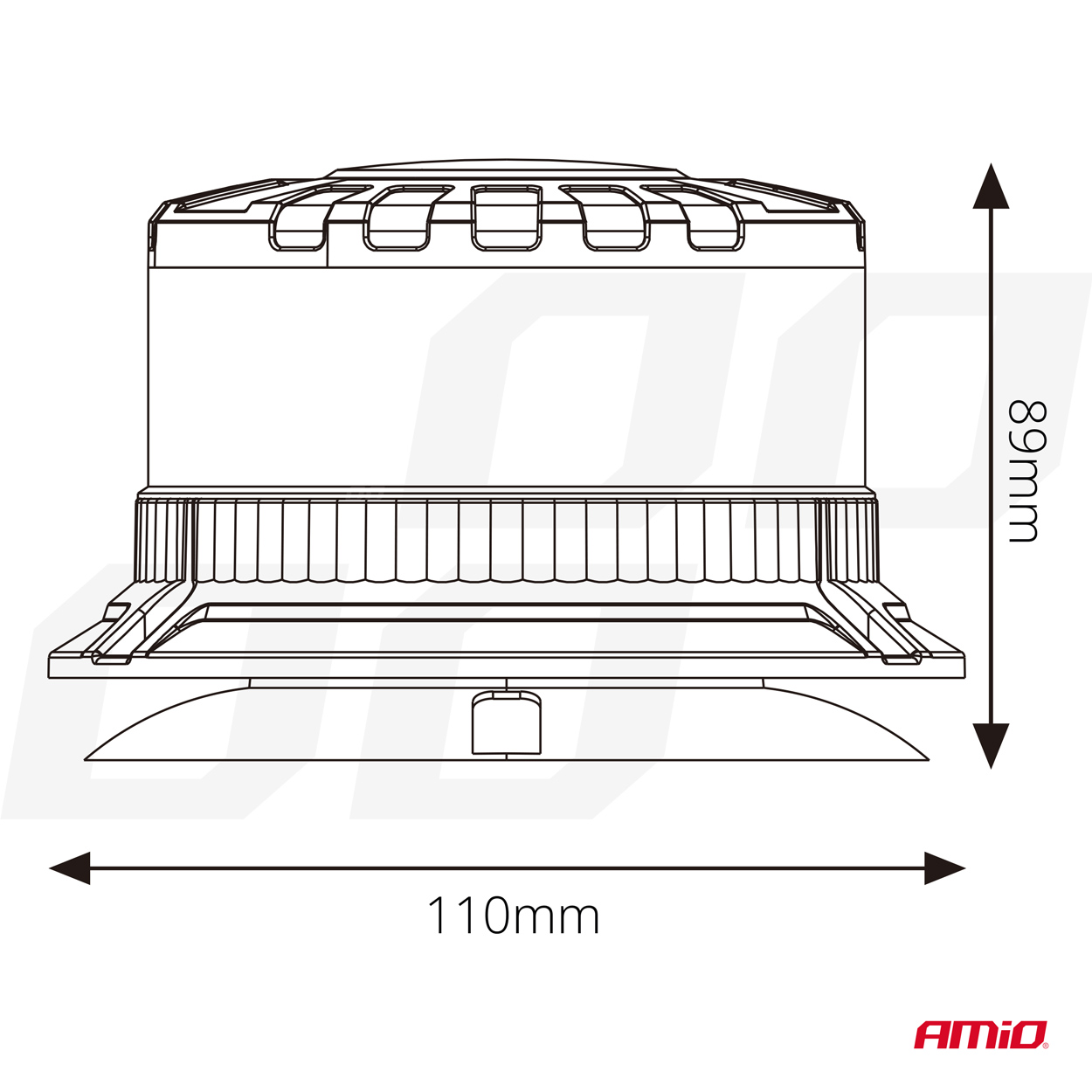 AMIO - Φαρος Φιμε Heavy Duty W28M 12/24V Πορτοκαλι 16LED Μαγνητικος/βιδωτος Με Φις Αναπτηρα Υ89MM Φ110MM - 1 Τεμ. (04108/AM) - Thumbnail 6
