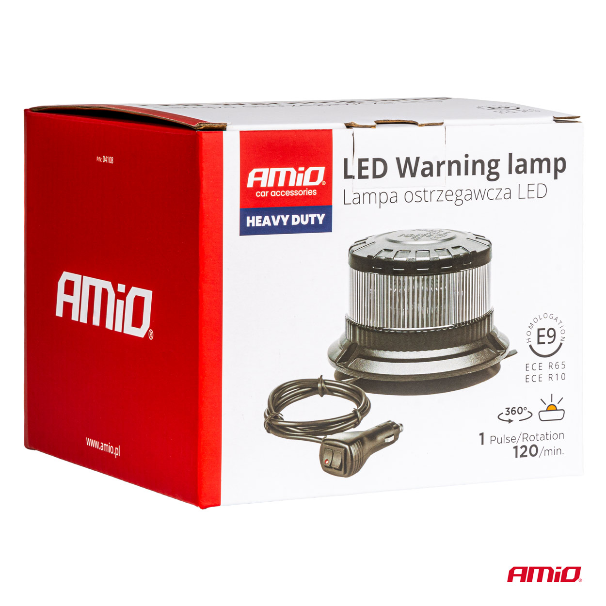 AMIO - Φαρος Φιμε Heavy Duty W28M 12/24V Πορτοκαλι 16LED Μαγνητικος/βιδωτος Με Φις Αναπτηρα Υ89MM Φ110MM - 1 Τεμ. (04108/AM) - Thumbnail 7