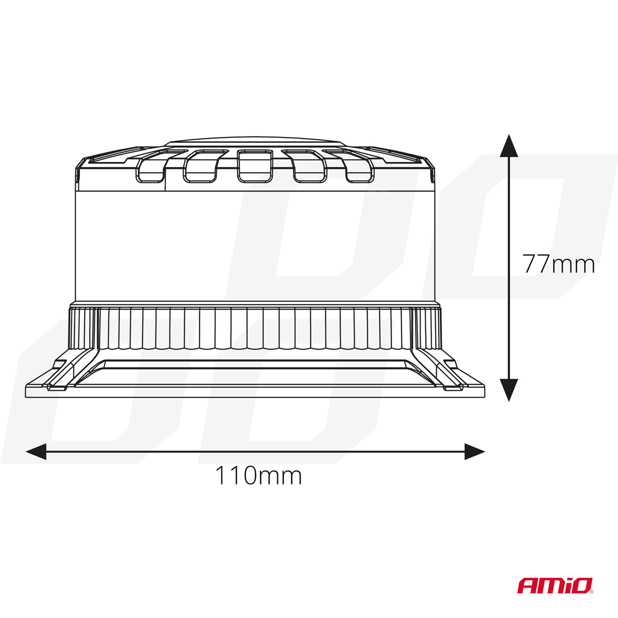 AMIO - Φαρος Φιμε Heavy Duty W28B 12/24V Πορτοκαλι 16LED Βιδωτος Υ77MM Φ110MM - 1 Τεμ. (04109/AM) - Thumbnail 4