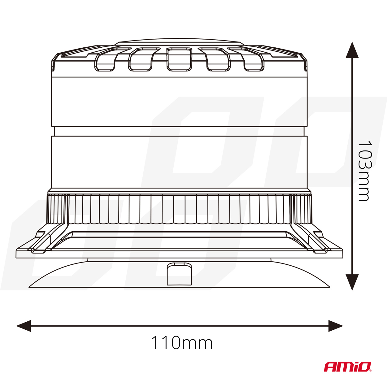 AMIO - Φαρος Heavy Duty W29M 12/24V Πορτοκαλι 16LED Μαγνητικος/βιδωτος Με Φις Αναπτηρα Υ103MM Φ110MM - 1 Τεμ. (04110/AM) - Thumbnail 6