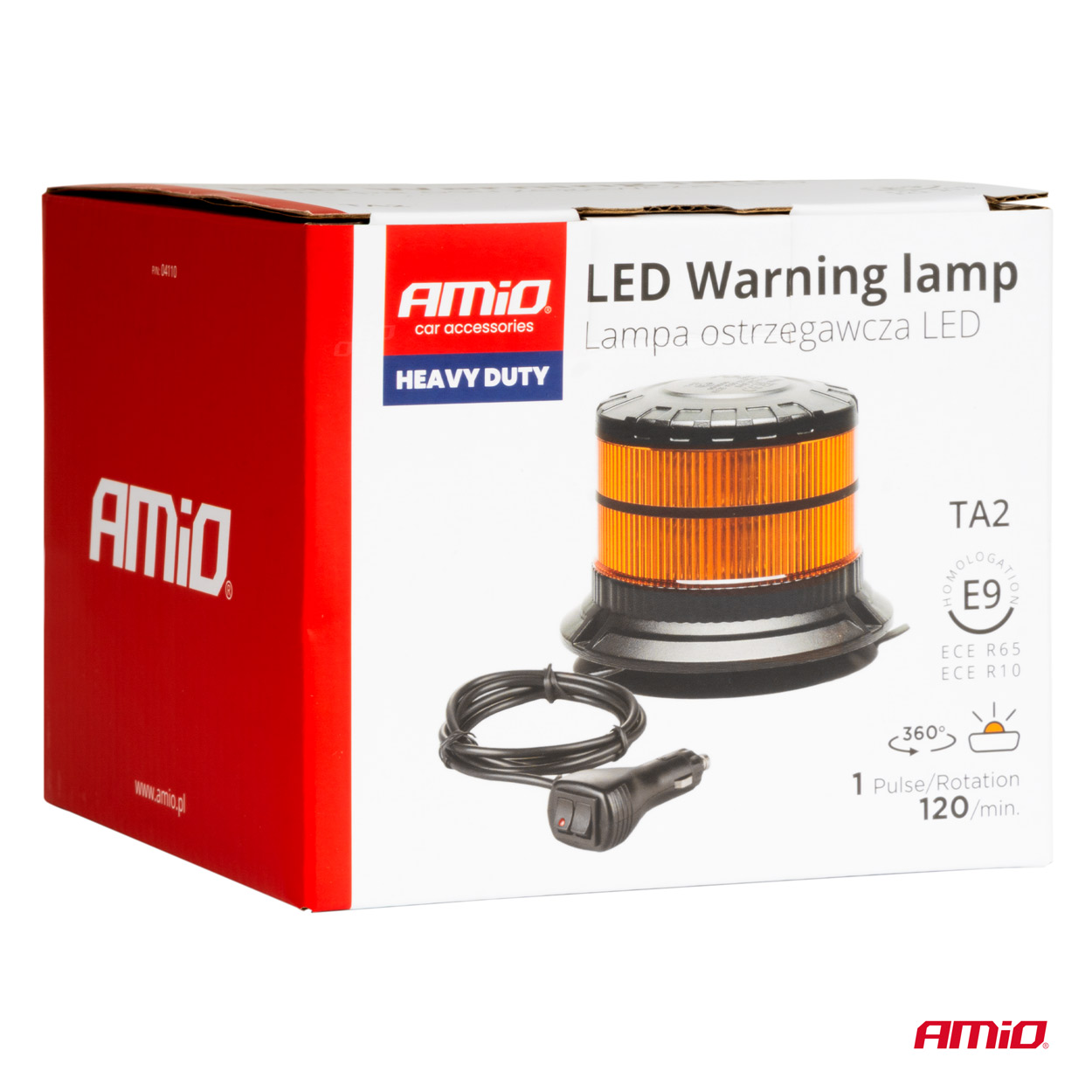 AMIO - Φαρος Heavy Duty W29M 12/24V Πορτοκαλι 16LED Μαγνητικος/βιδωτος Με Φις Αναπτηρα Υ103MM Φ110MM - 1 Τεμ. (04110/AM) - Thumbnail 7