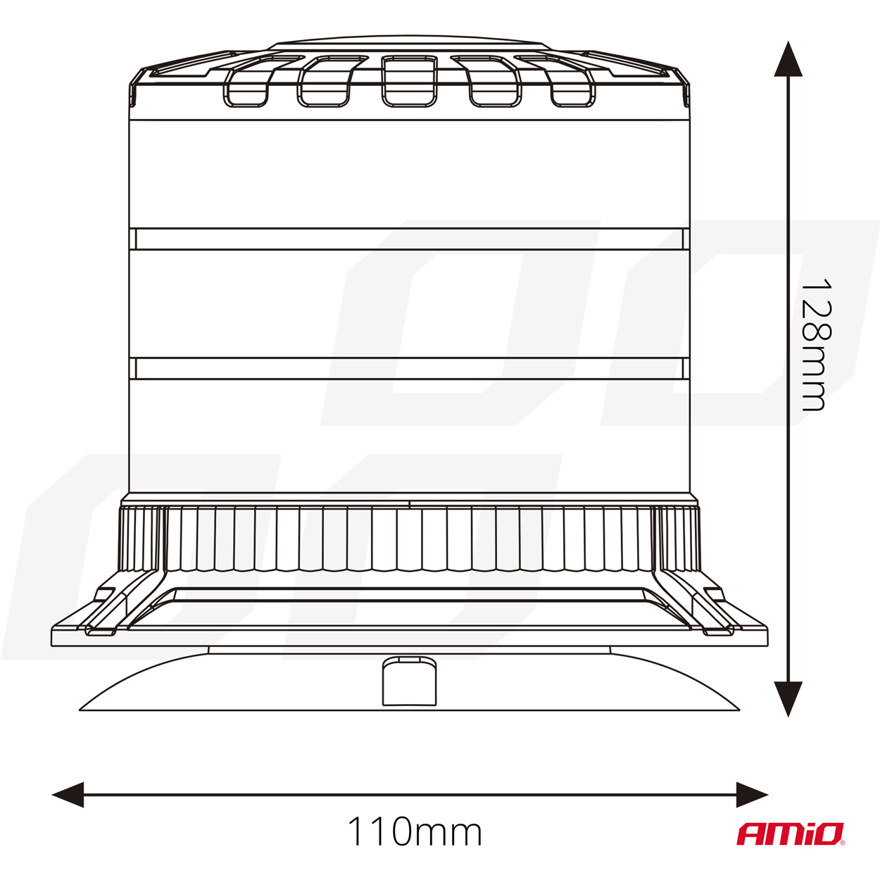 AMIO - Φαρος Heavy Duty W30M 12/24V Πορτοκαλι 24LED Μαγνητικος/βιδωτος Με Φις Αναπτηρα Υ128MM Φ110MM - 1 Τεμ. (04111/AM) - Thumbnail 6