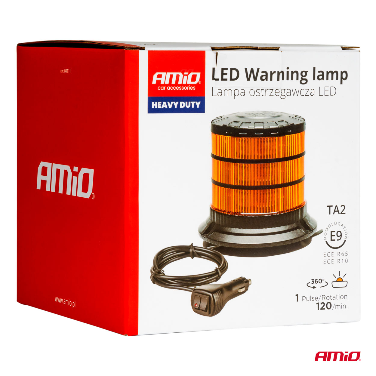 AMIO - Φαρος Heavy Duty W30M 12/24V Πορτοκαλι 24LED Μαγνητικος/βιδωτος Με Φις Αναπτηρα Υ128MM Φ110MM - 1 Τεμ. (04111/AM) - Thumbnail 7