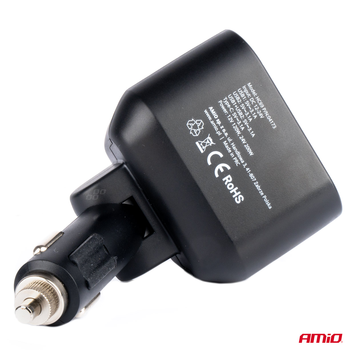 AMIO - Ανταπτορας Αναπτηρα Διπλος 12/24V Με Βολτομετρο Με 3 Θυρες Usb - 1 Τεμ. (04173/AM) - Thumbnail 4