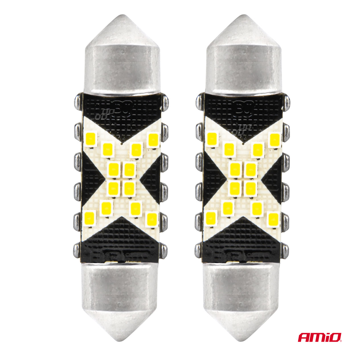 AMIO - Λαμπακια Πλαφονιερας 39MM 12/24V C5W 5500K 12XSMD 2016 Can-bus Festoon (λευκο) - 2 Τεμ. (04237/AM) - Thumbnail 2