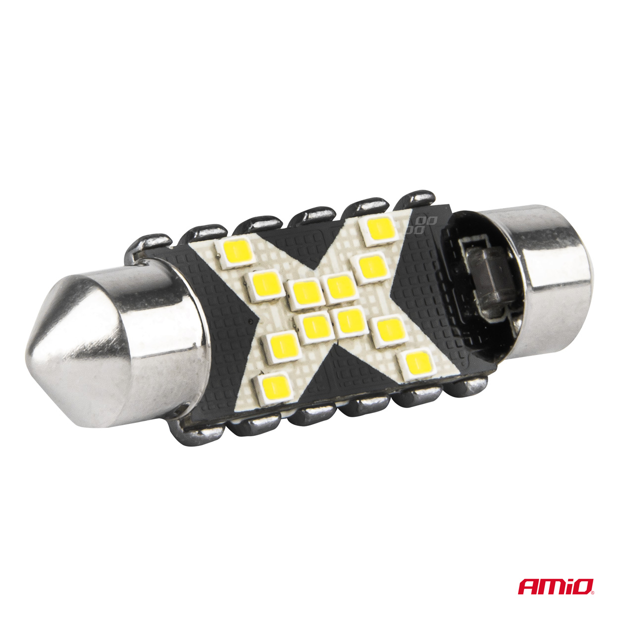 AMIO - Λαμπακια Πλαφονιερας 39MM 12/24V C5W 5500K 12XSMD 2016 Can-bus Festoon (λευκο) - 2 Τεμ. (04237/AM) - Thumbnail 4