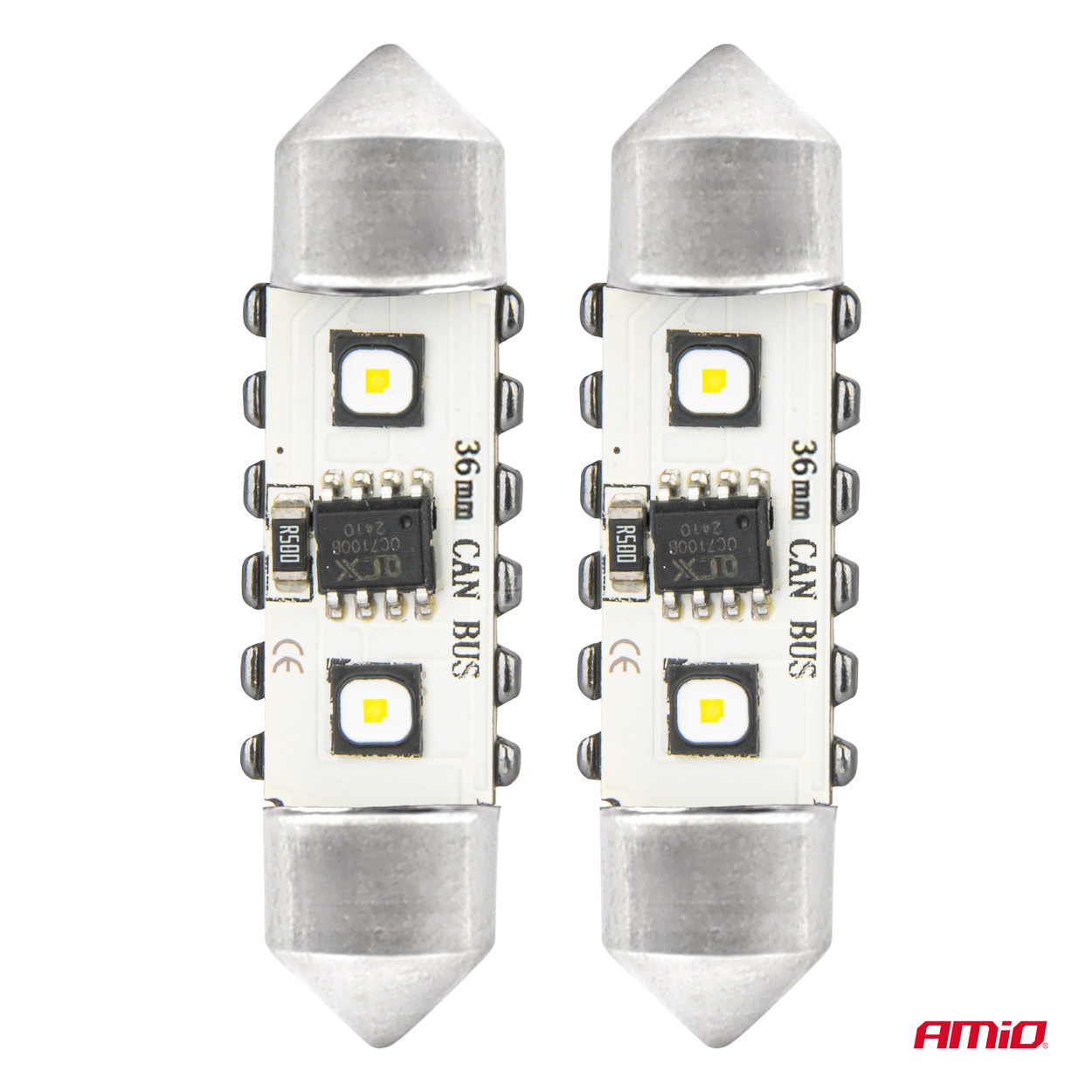 AMIO - Λαμπακια Πλαφονιερας 36MM 12/24V C5W 5500K 12XSMD 3838 Can-bus Festoon (λευκο) - 2 Τεμ. (04248/AM) - Thumbnail 2