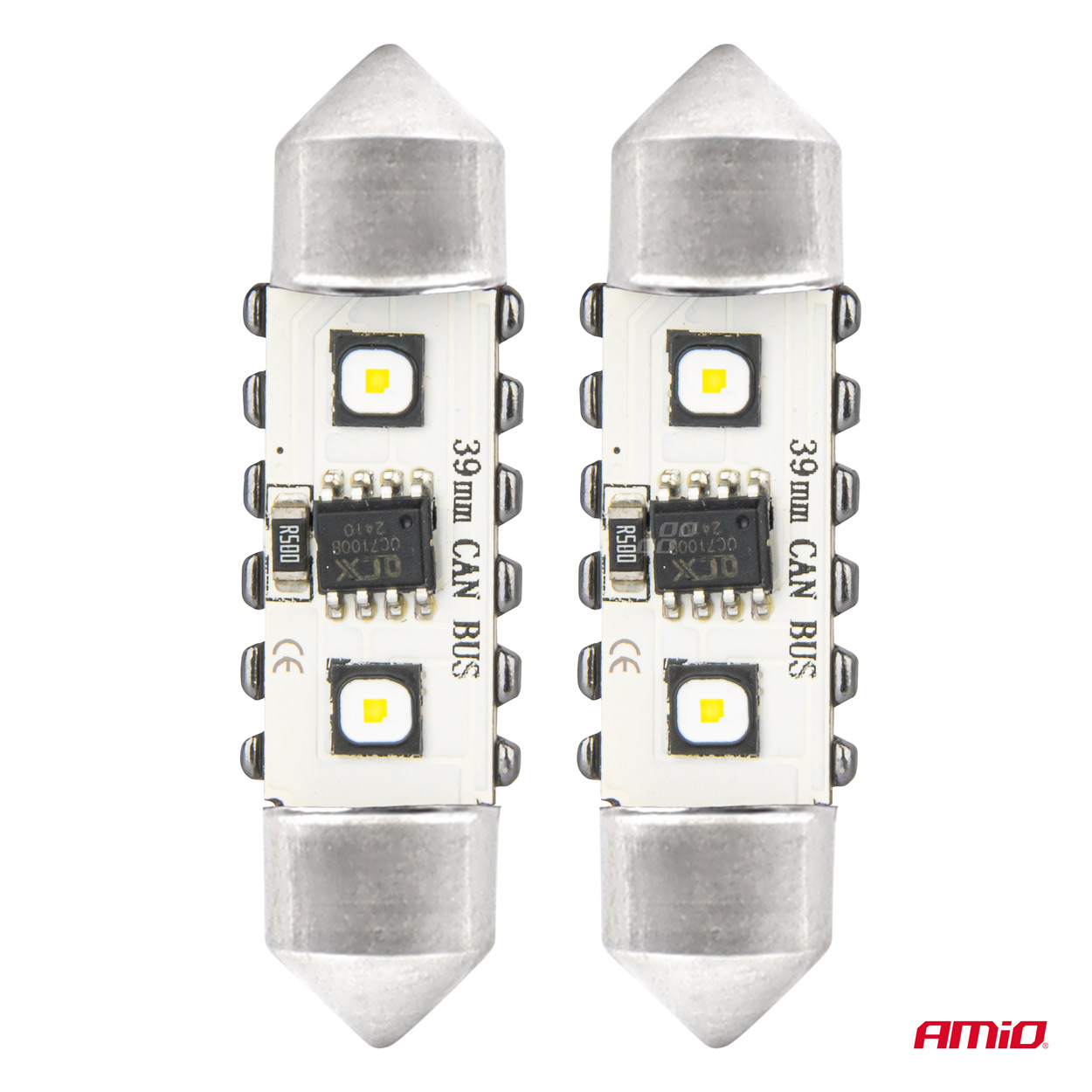 AMIO - Λαμπακια Πλαφονιερας 39MM 12/24V C5W 5500K 12XSMD 3838 Can-bus Festoon (λευκο) - 2 Τεμ. (04249/AM) - Thumbnail 2