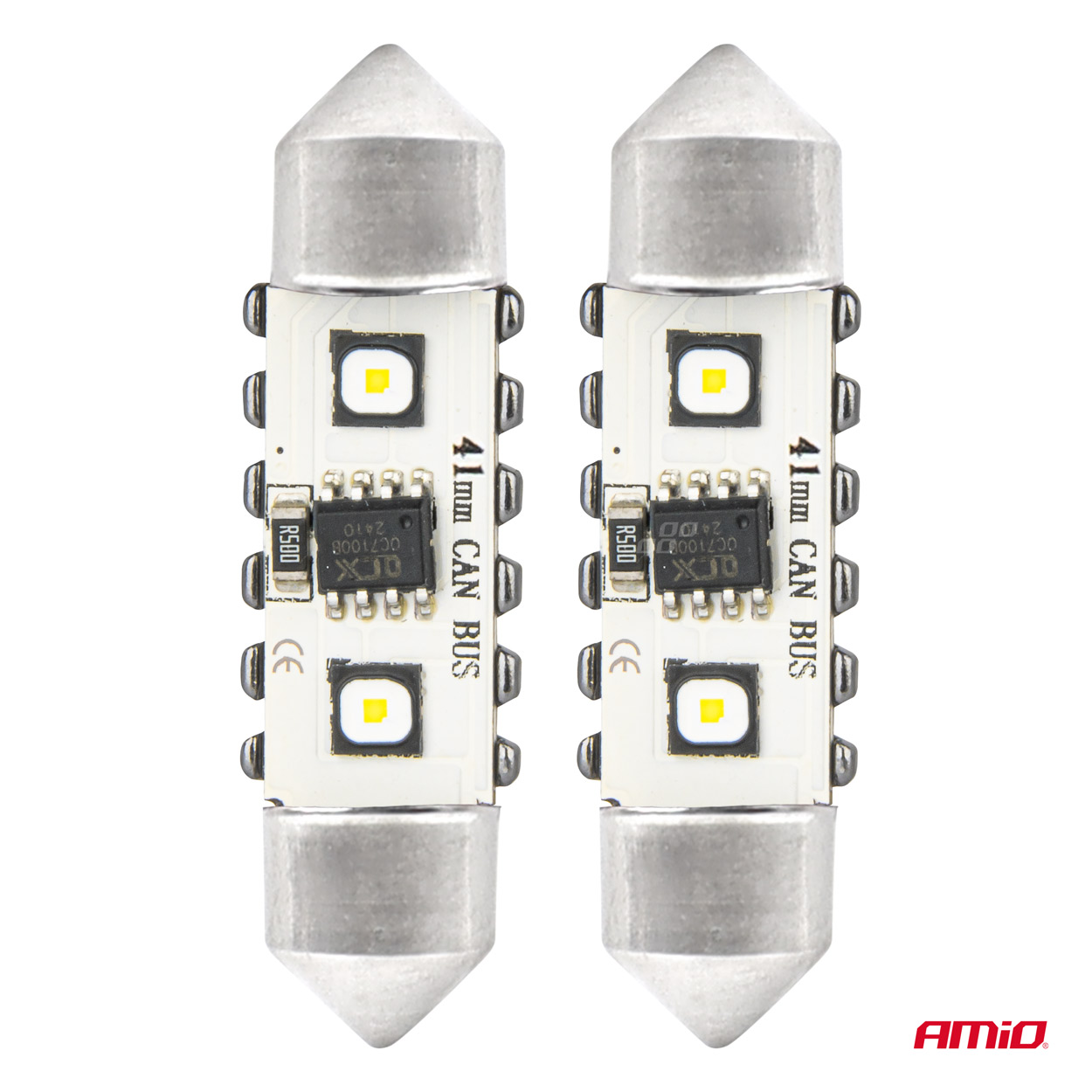 AMIO - Λαμπακια Πλαφονιερας 41MM 12/24V C5W 5500K 12XSMD 3838 Can-bus Festoon (λευκο) - 2 Τεμ. (04250/AM) - Thumbnail 2