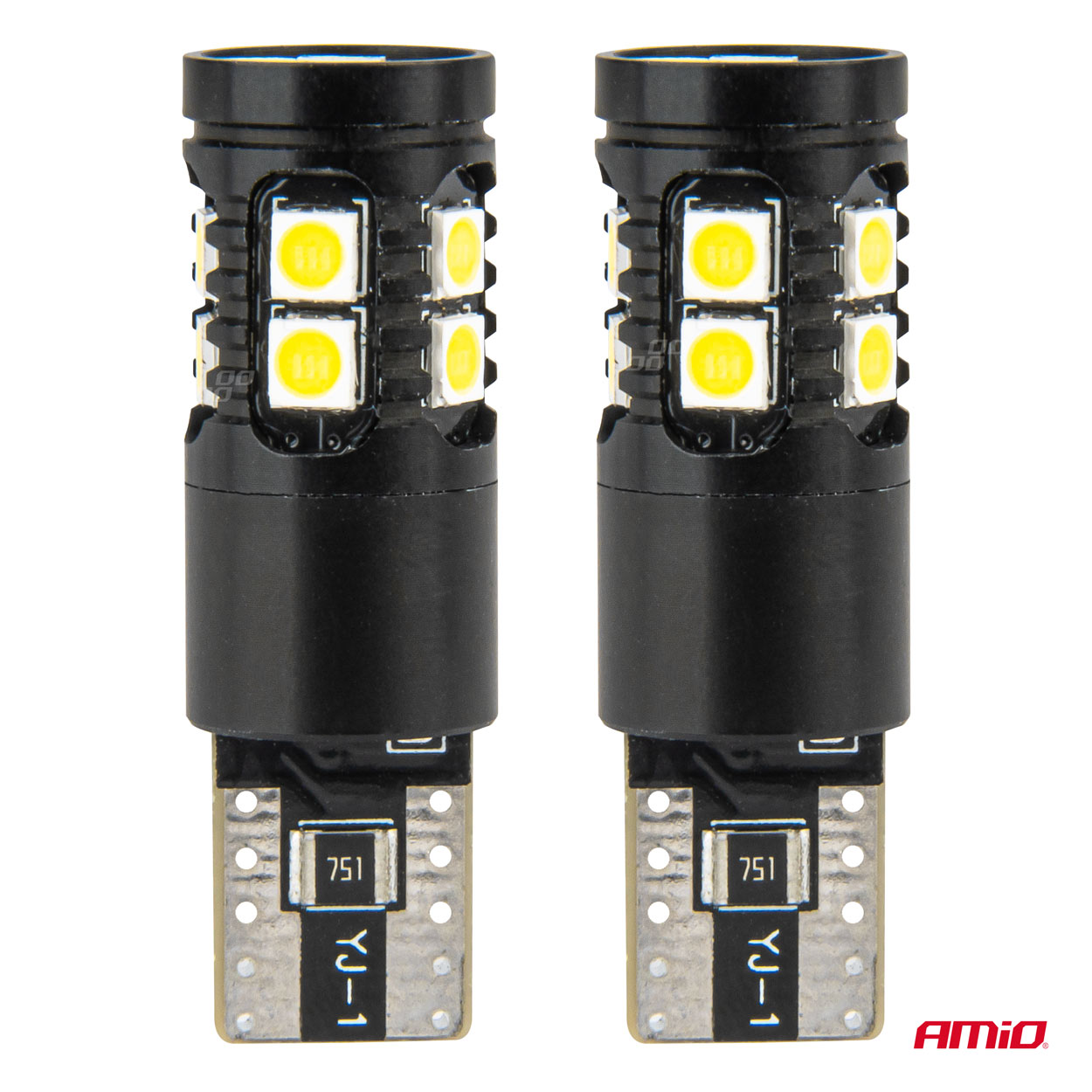 AMIO - Λαμπακια T10 W5W 12V/24V LED Can-bus 13XSMD 3030 Λευκο 5500K - 2 Τεμ. (04259/AM) - Thumbnail 2