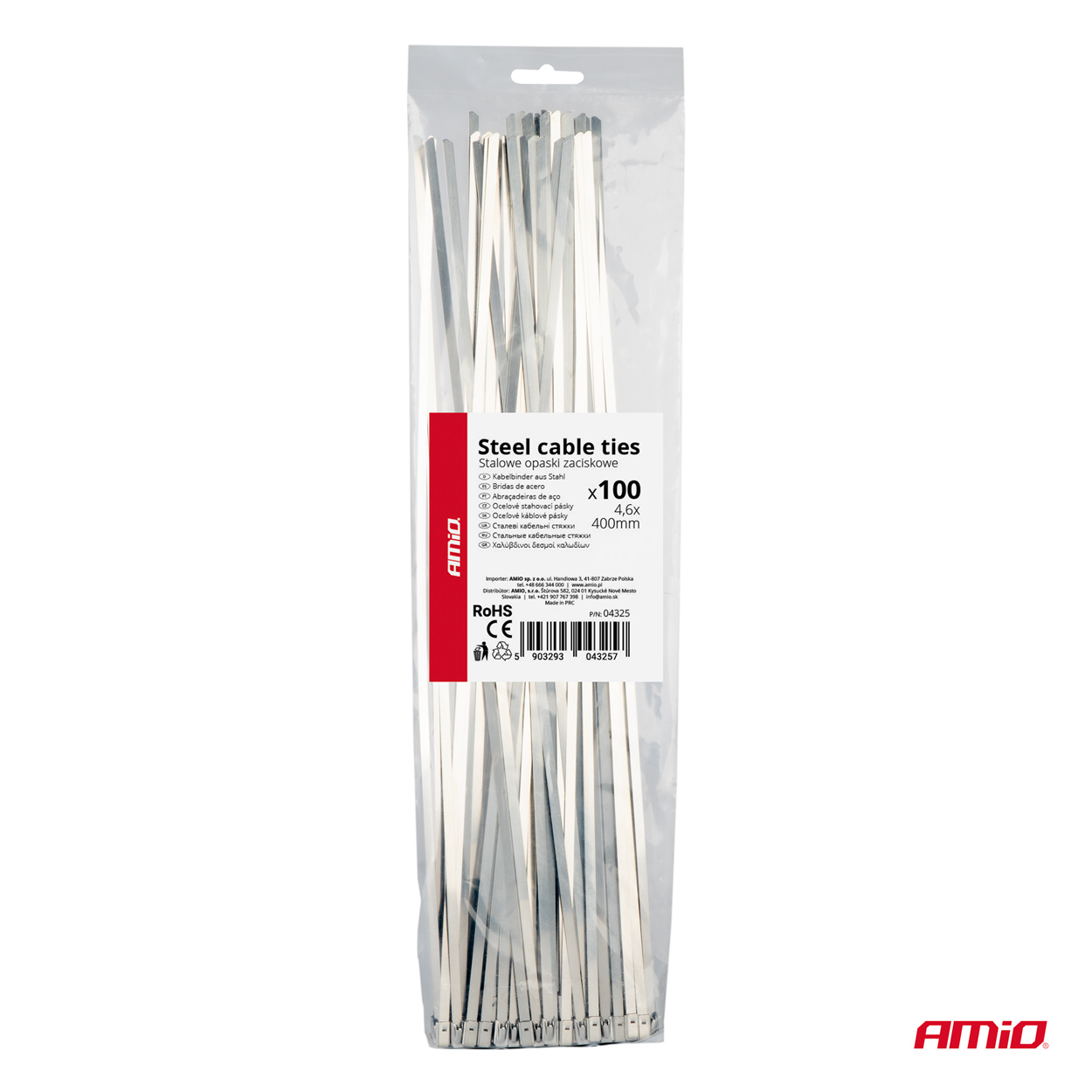 AMIO - Δεματικα/δετικα Καλωδιων Tie Wrap (ταιραπ) Μεταλλικα 4,6 X 400MM - 100 Τεμ. (04325/AM) - Thumbnail 4