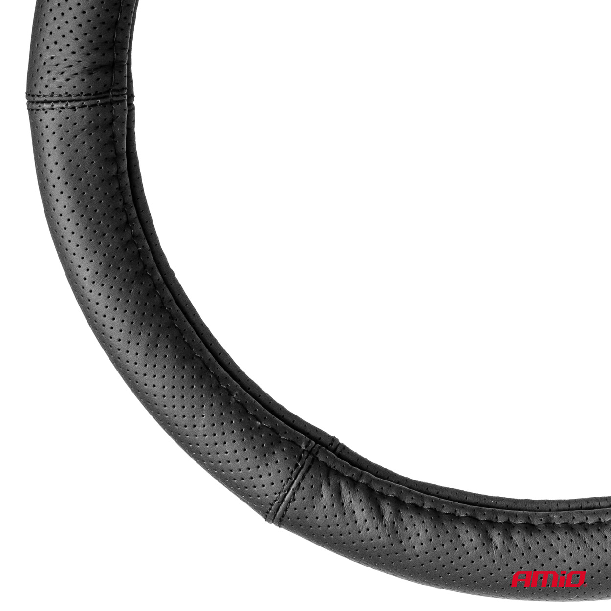 AMIO - Καλυμμα Τιμονιου Απο Δερμα (s) 35/37CM SWC-50-S Σε Μαυρο Χρωμα Τρυπητο Με Μαυρες Ραφες - 1 Τεμ. (03555/AM) - Thumbnail 2