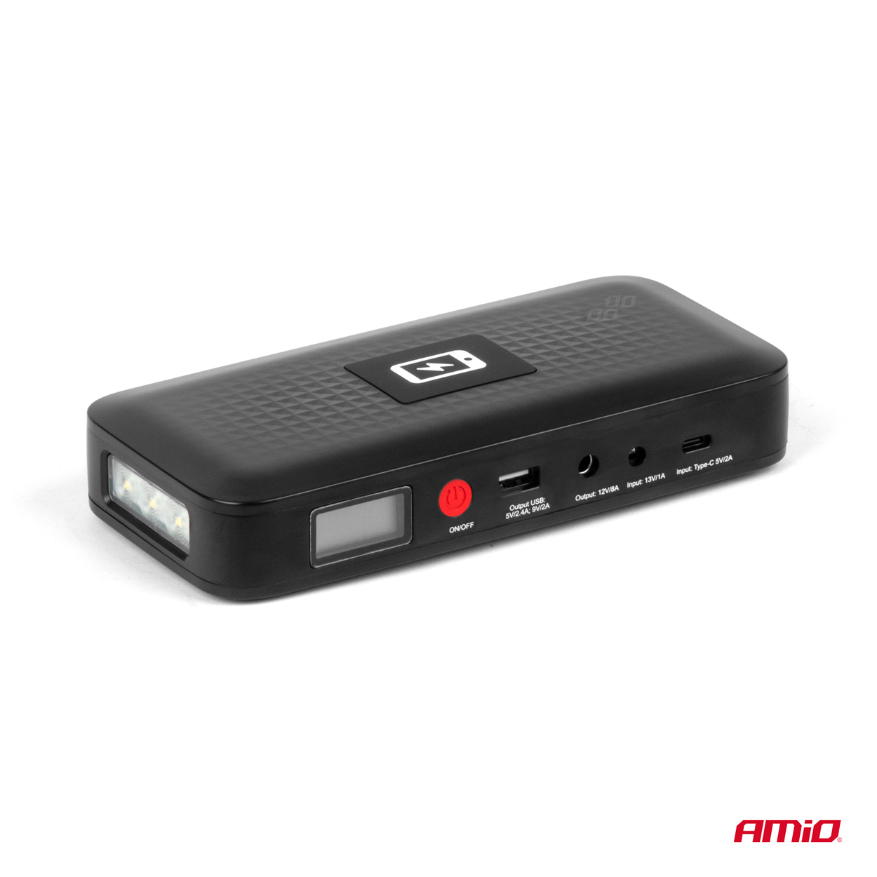 AMIO - Εκκινητης Μπαταριας - Starter Powerbank 12V 4000MAH 800A Με Οθονη Lcd & Ασυρματη Φορτιση - 1 Τεμ. (04055/AM) - Thumbnail 2