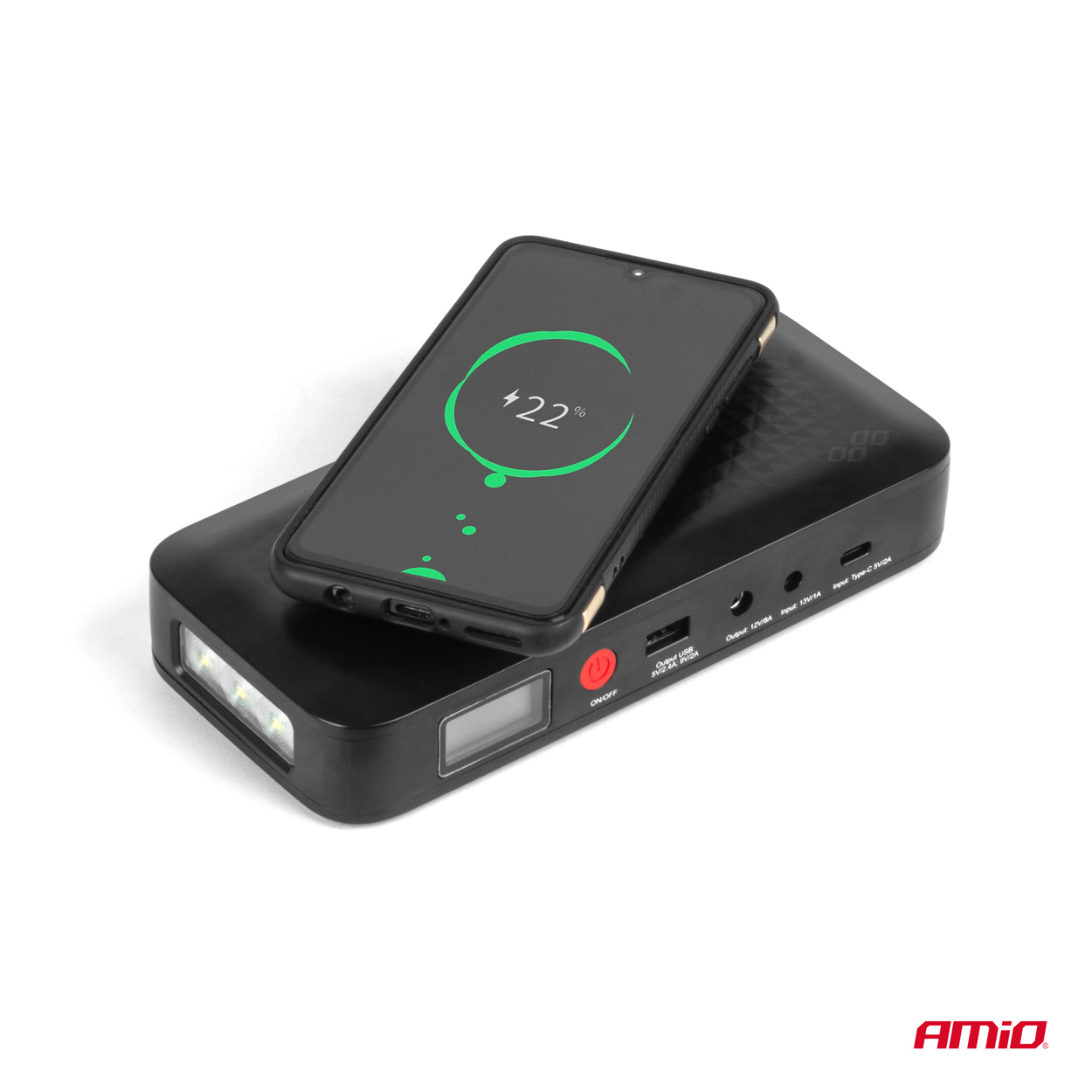 AMIO - Εκκινητης Μπαταριας - Starter Powerbank 12V 4000MAH 800A Με Οθονη Lcd & Ασυρματη Φορτιση - 1 Τεμ. (04055/AM) - Thumbnail 7