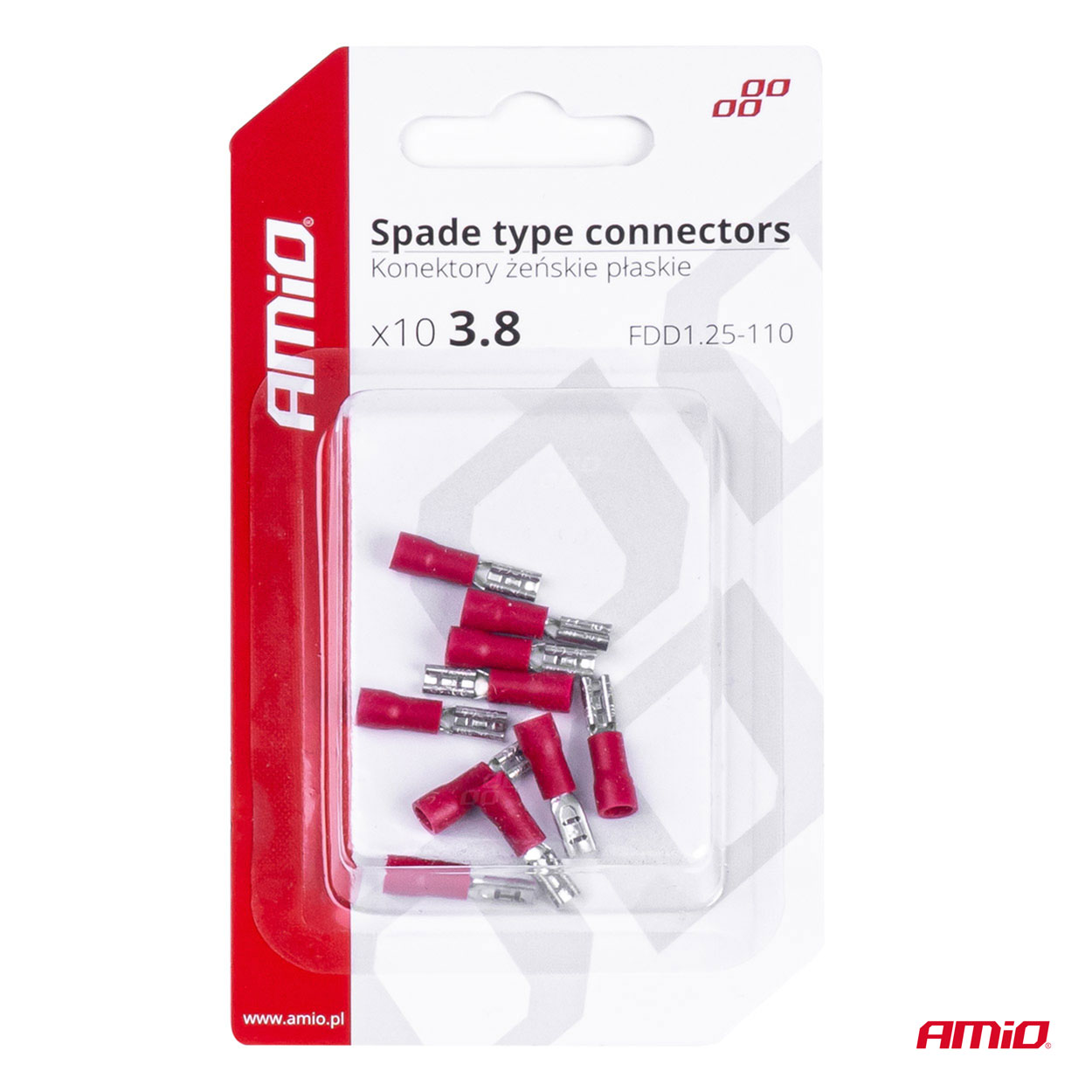 AMIO - Φισακια Θηλυκα Κοκκινα FDD1 1,25-110 /10A/ 3,8MM Αμο - 10 Τεμ. (03060/AM) - Thumbnail 4