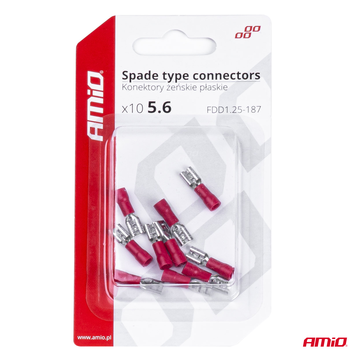 AMIO - Φισακια Θηλυκα Κοκκινα FDD1 1,25-187 /10A/ 5,6MM Αμο - 10 Τεμ. (03061/AM) - Thumbnail 4