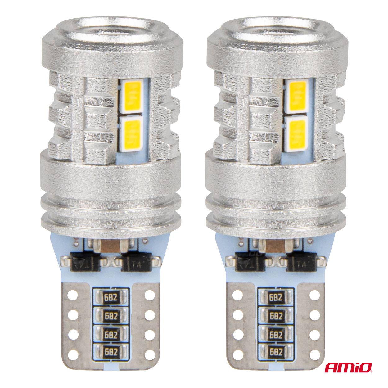 AMIO - Λαμπακια LED T10 W5W 12/24V LED 6X3020+1X3030SMD Standard Λευκα - 2 Τεμ. (03718/AM) - Thumbnail 2