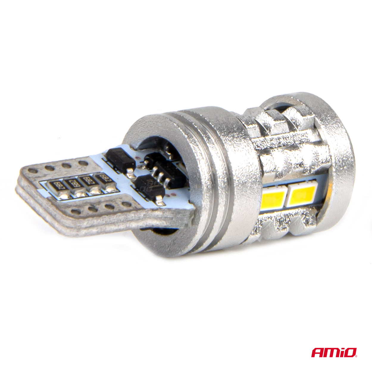 AMIO - Λαμπακια LED T10 W5W 12/24V LED 6X3020+1X3030SMD Standard Λευκα - 2 Τεμ. (03718/AM) - Thumbnail 4