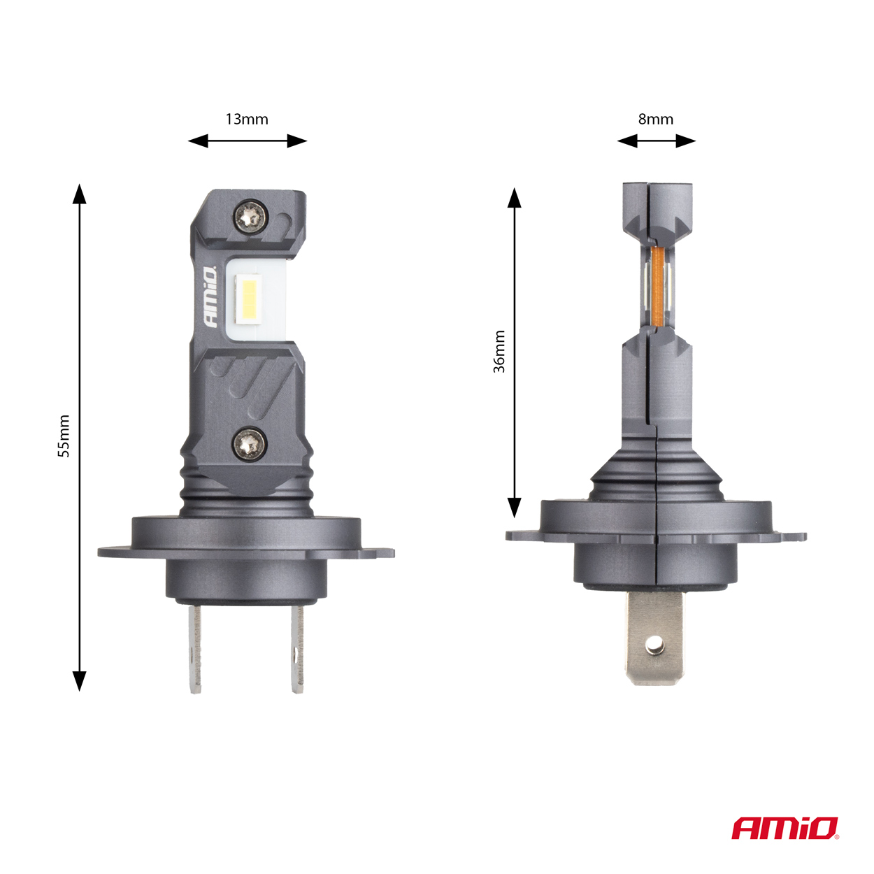 AMIO - Λαμπες LED H7/H18 12V 60W 6.000K 5.600LM +400% LED Can-bus Hybrid Series - 2 Τεμ. (04115/AM) - Thumbnail 6