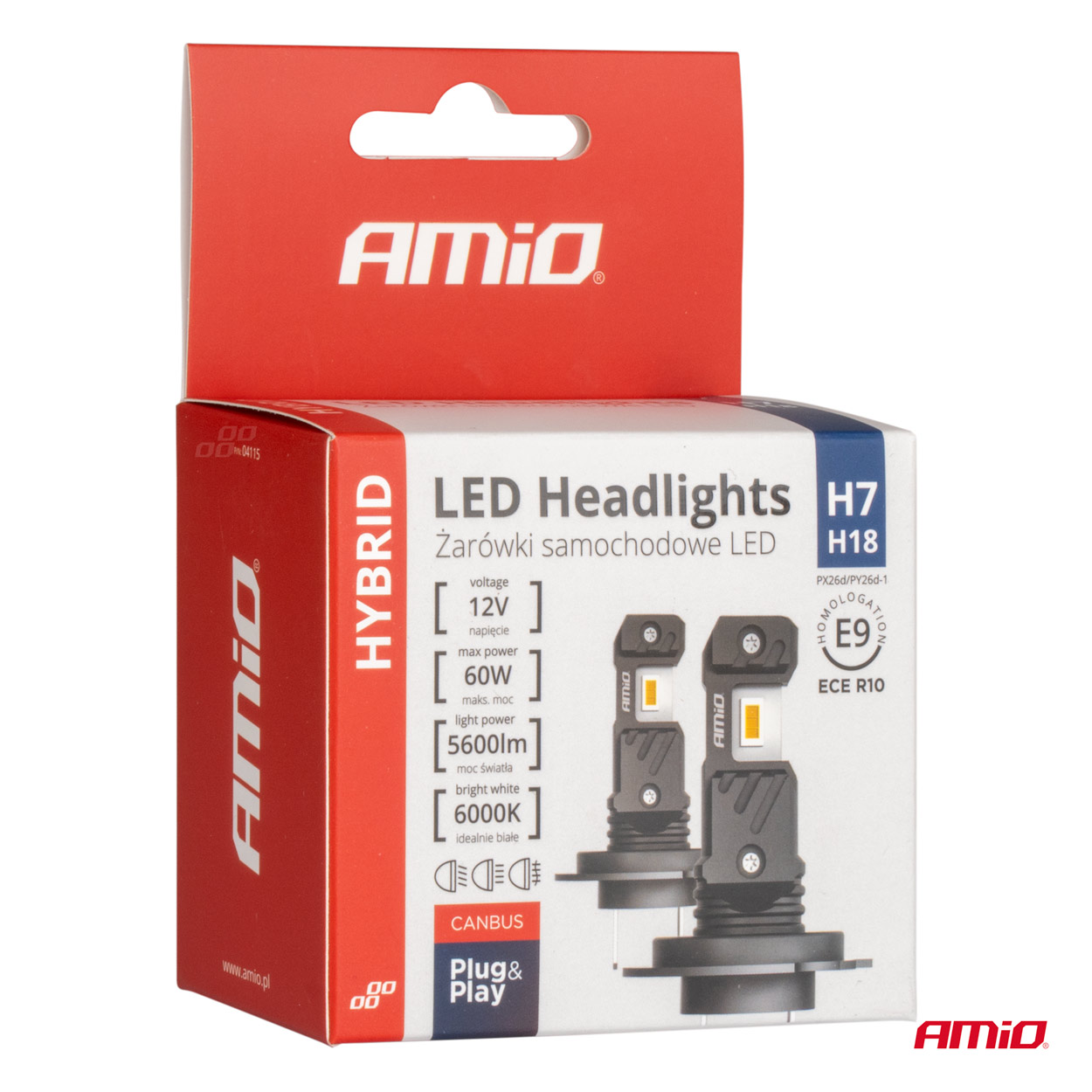 AMIO - Λαμπες LED H7/H18 12V 60W 6.000K 5.600LM +400% LED Can-bus Hybrid Series - 2 Τεμ. (04115/AM) - Thumbnail 7