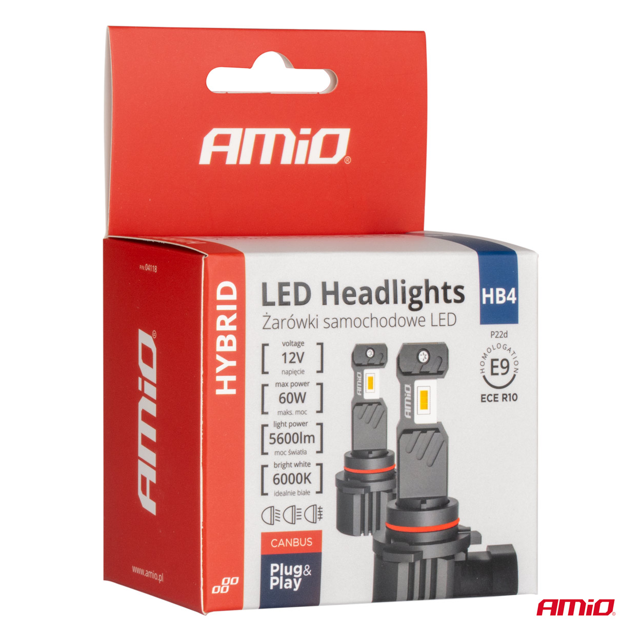 AMIO - Λαμπες LED HΒ4 9006 12V 60W 6.000K 5.600LM +400% LED Can-bus Hybrid Series - 2 Τεμ. (04118/AM) - Thumbnail 5