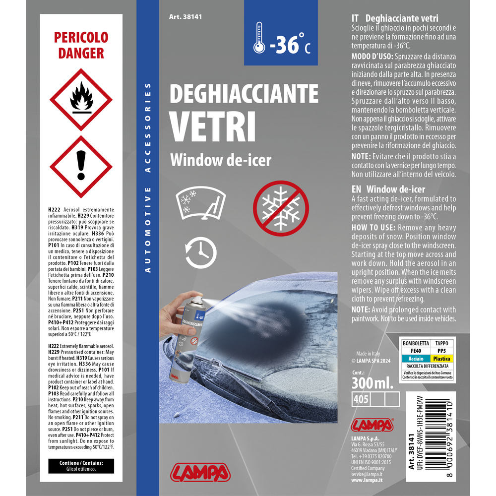 Αντιπαγωτικο Τζαμιων Σε Σπρει -36°C De-icer 300ML LAMPA - 1 Τεμ. - Thumbnail 3