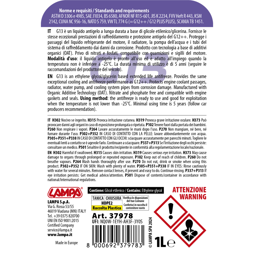 Αντιψυκτικο/παραφλου Premium Series G13 Viola -25°C>+105°C 1L - 1 Τεμ. - Thumbnail 2