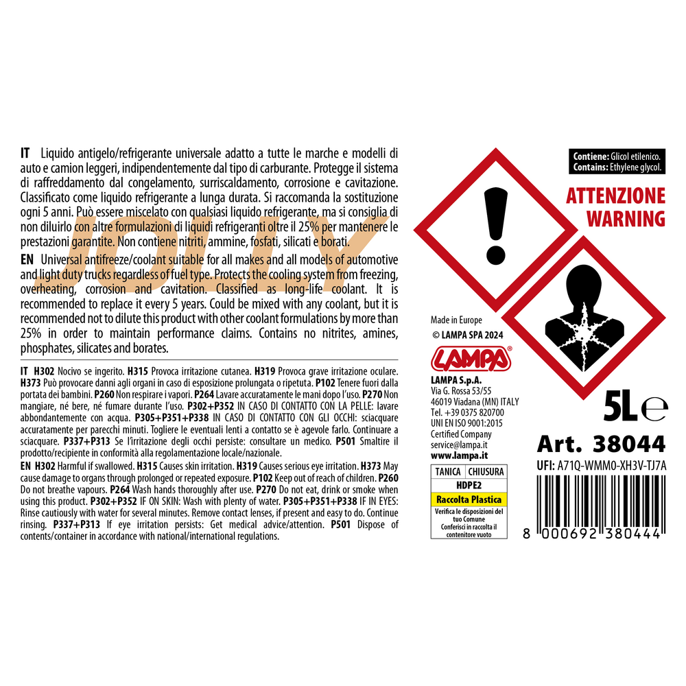Αντιψυκτικο/παραφλου Premium Series Jolly Universal G11/G12EVO/G12+/G12++/G13  -25°C>+105°C 5L- 1 Τεμ. - Thumbnail 2