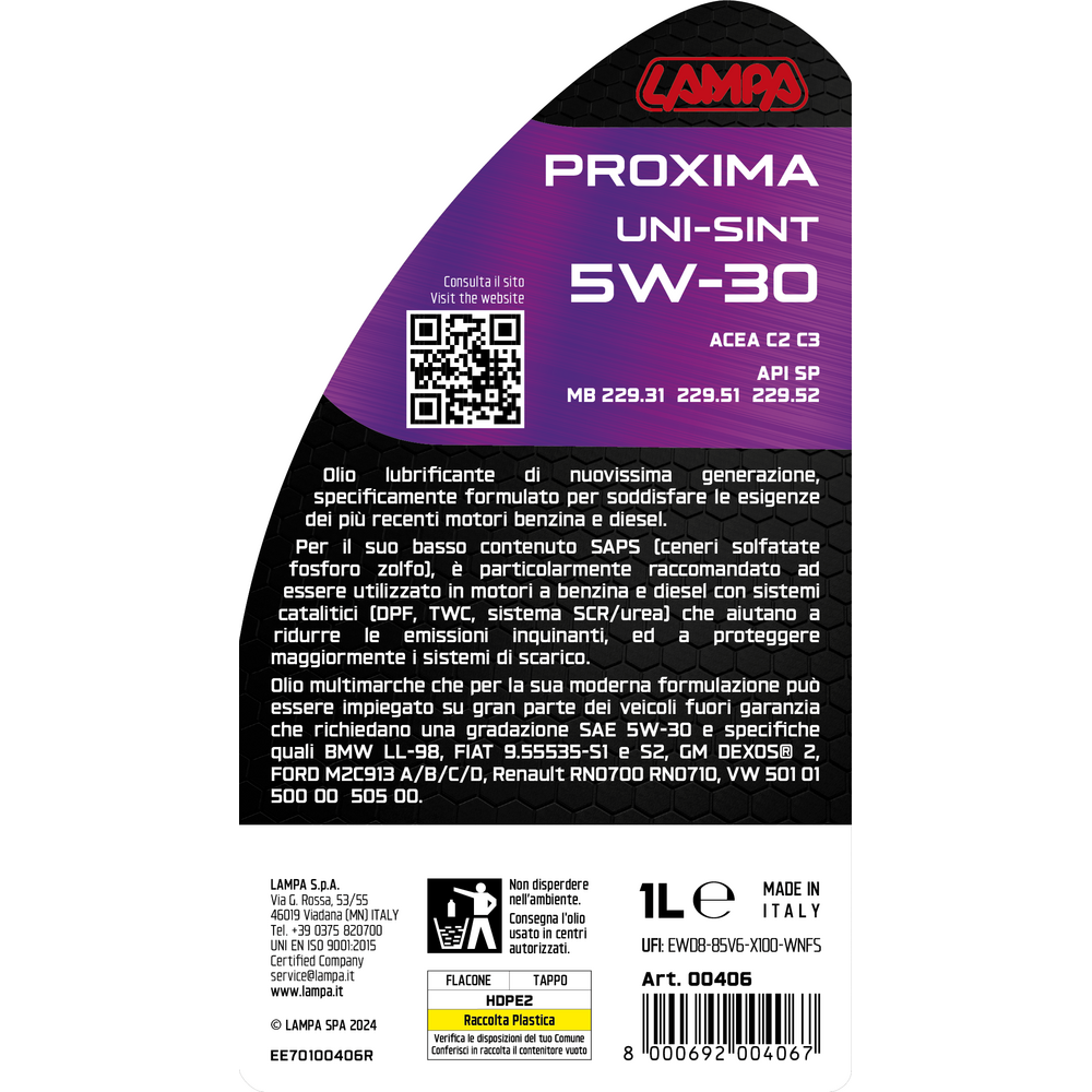 Λαδι Κινητηρα SW-30 Proxima Uni-sint Συνθετικο Acea C2/C3 Multi OEM 1L LAMPA - 1 Τεμ. - Thumbnail 3