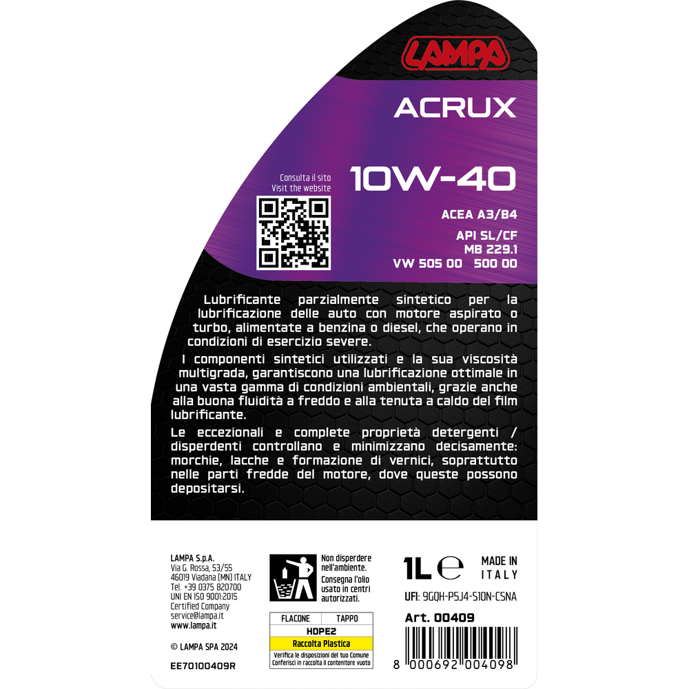 Λαδι Κινητηρα 10W-40 Acrux Ημισυνθετικο General Use 1L LAMPA - 1 Τεμ. - Thumbnail 3