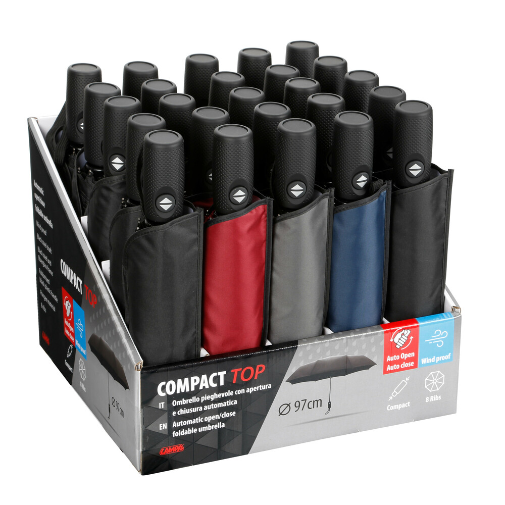 Ομπρελες Compact Top Φ97CM Αντιανεμ Αυτοματο Ανοιγμα/κλεισιμο Διαφορα Χρωματα 31X31X24CM Σταντ - 25 Τεμ