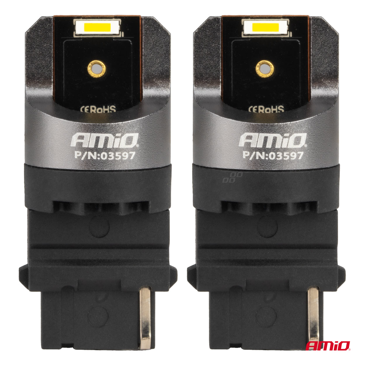 AMIO - Λαμπακια P27W 12/24V 6.000K 2SMD LED Full Can-bus Λευκο Pro Series - 2 Τεμ. (03597/AM) - Thumbnail 2