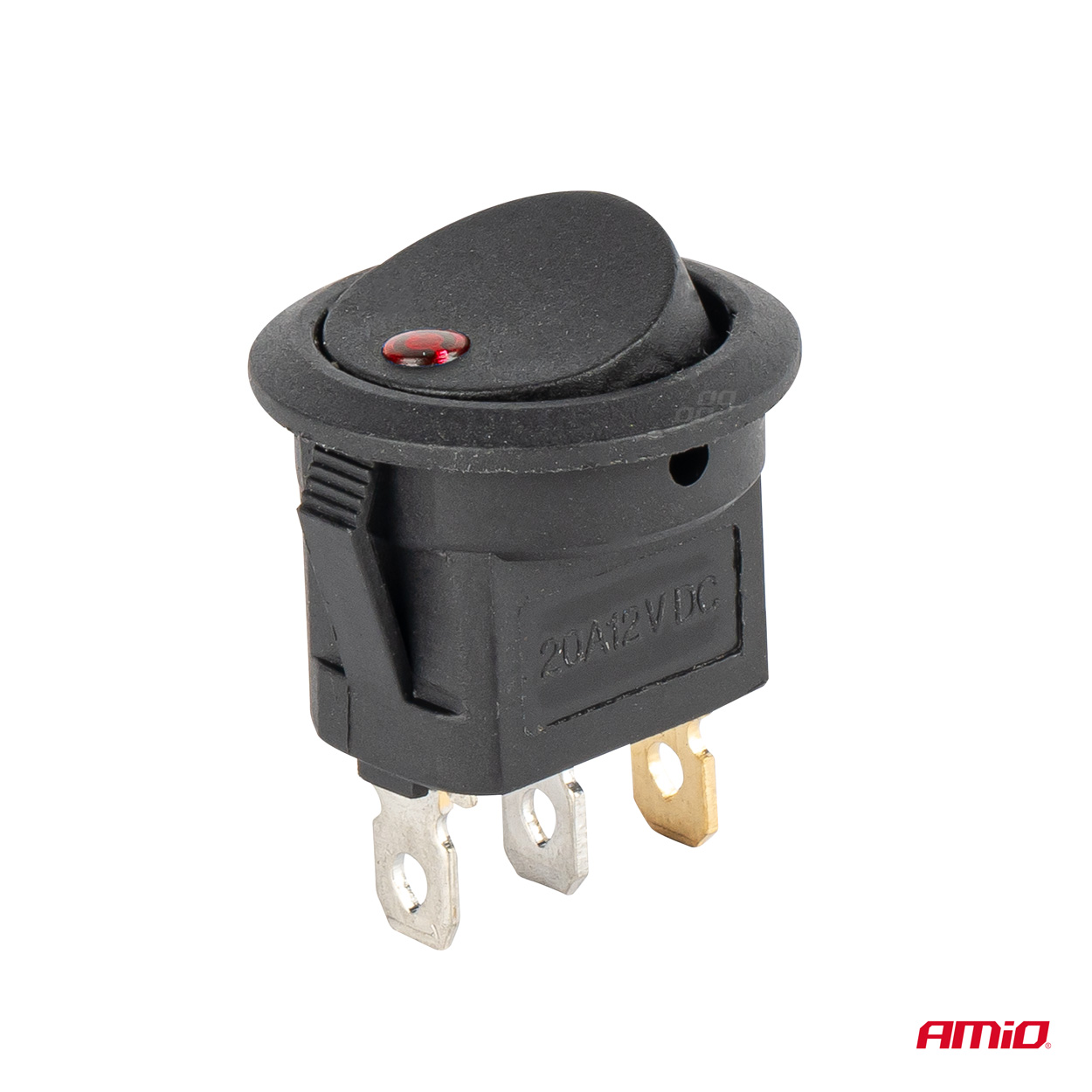 AMIO - Διακοπτης 12V On/off Στρογγυλος Με 3 Επαφες Κοκκινο LED - 1 Τεμ. (03961/AM) - Thumbnail 4