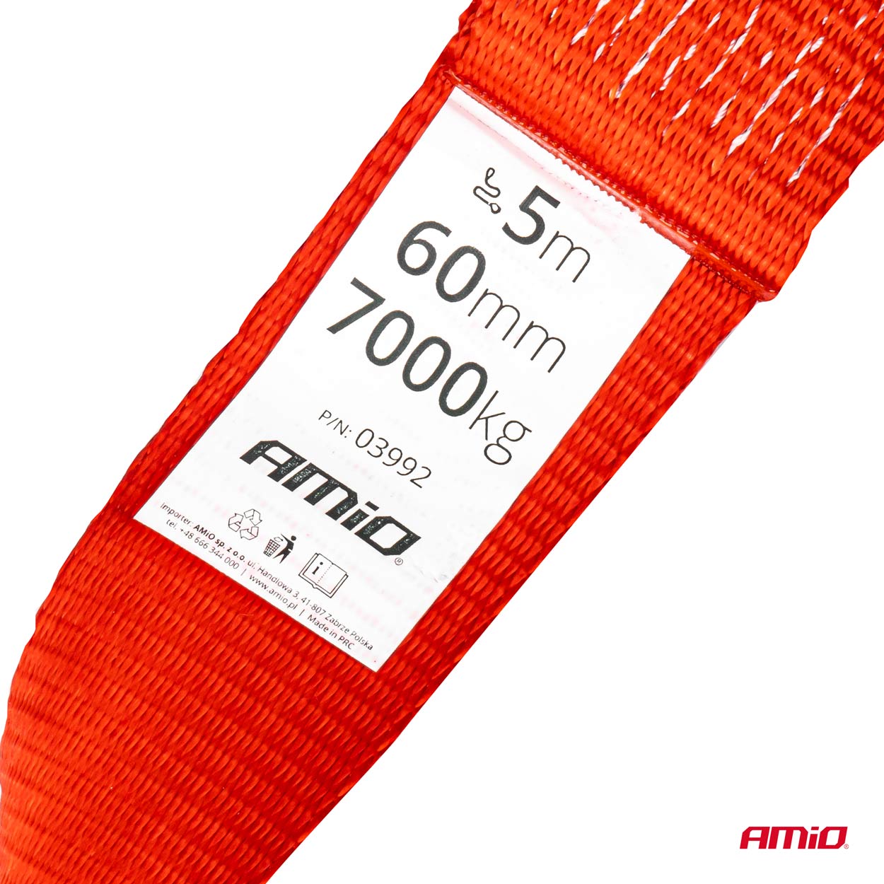 AMIO - Ιμαντας Ρυμουλκησης Tow Rope H+u 60MM 7000KG Κοκκινο - 1 Τεμ. (03992/AM) - Thumbnail 2