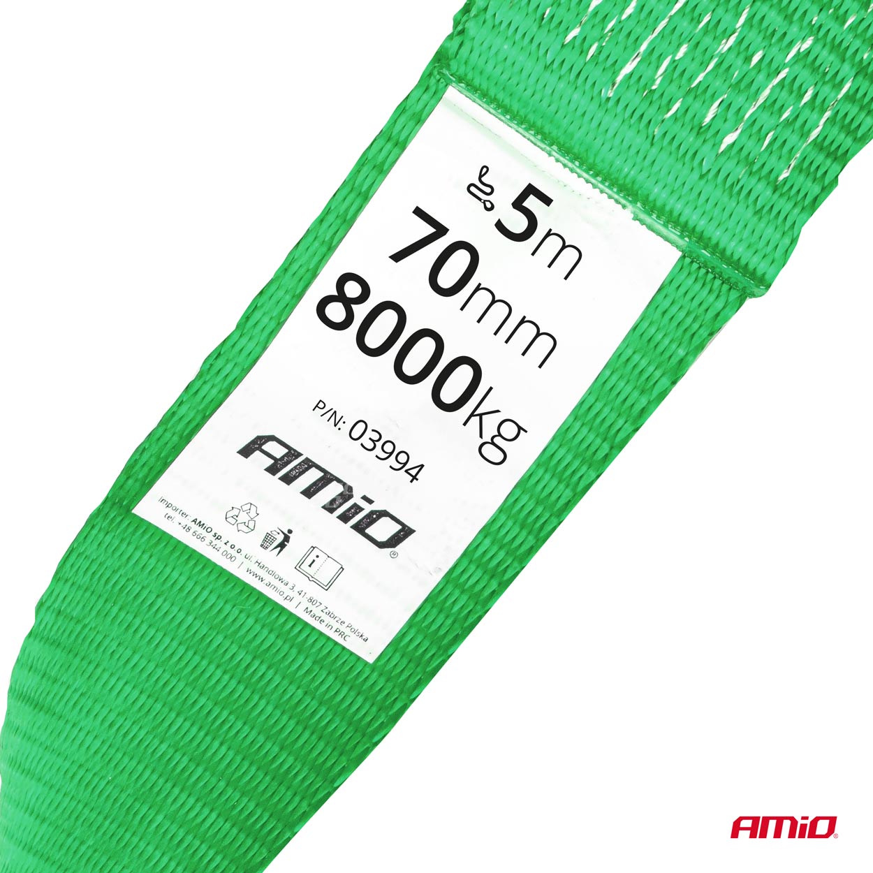 AMIO - Ιμαντας Ρυμουλκησης Tow Rope H+u Πρασινο 75MM 8000KG 5M - 1 Τεμ. (03994/AM) - Thumbnail 2