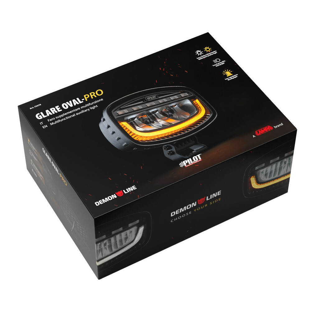 Προβολεας Με Πορτοκαλι LED Φλας Glare Oval-pro Demon Line 10>30V 51 LED 60W 3500LM 247X175X93MM LAMPA - 1 Τεμ. - Thumbnail 9