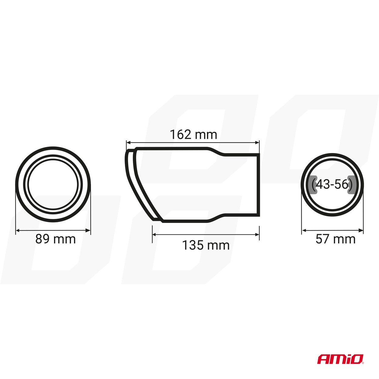 AMIO - Ακρο (μπουκα) Εξατμισης MT-028C Akr Χρωμιο/carbon Φ43>56 155X89MM - 1 Τεμ. (04065/AM) - Thumbnail 5